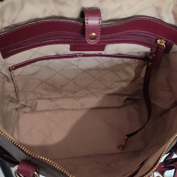 Michael Kors Brown and Burgundy Tote Bag - Picture 10 of 15